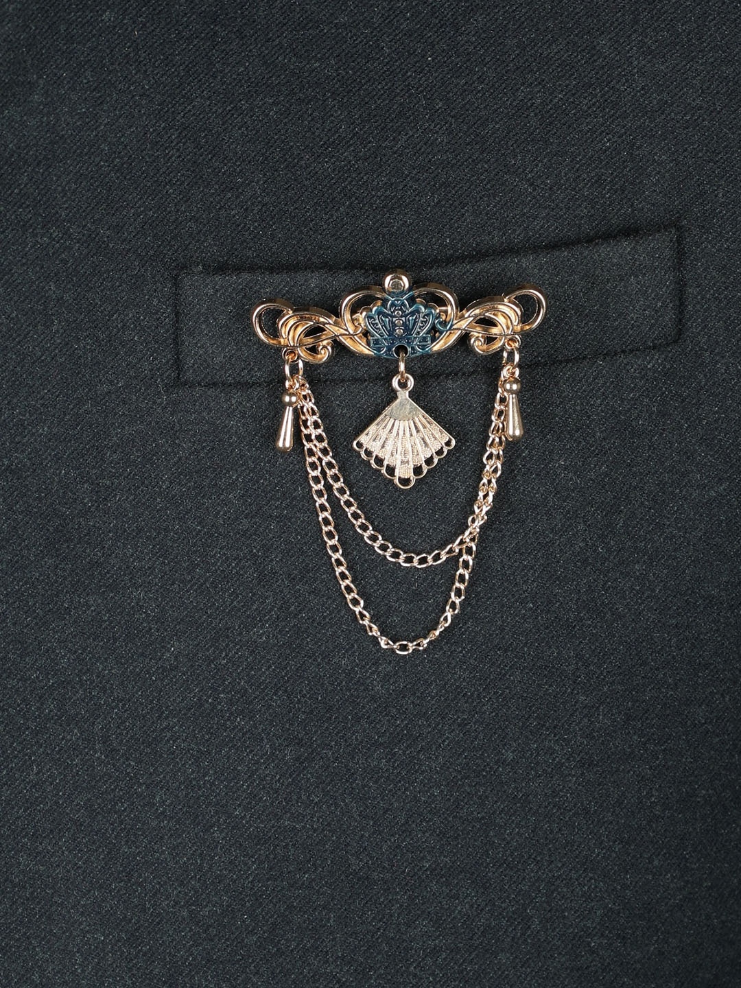 

Alvaro Castagnino Men Gold-Toned & Blue Embellished Brooch Pin