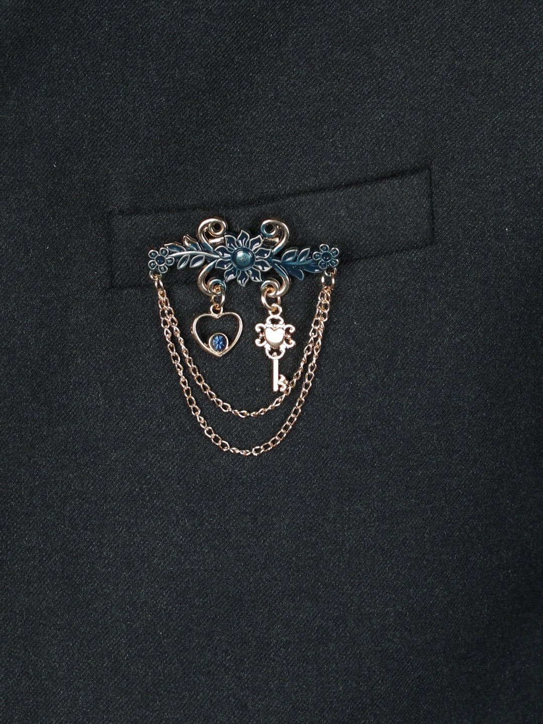 

Alvaro Castagnino Men Gold-Toned & Blue Embellished Brooch Pin