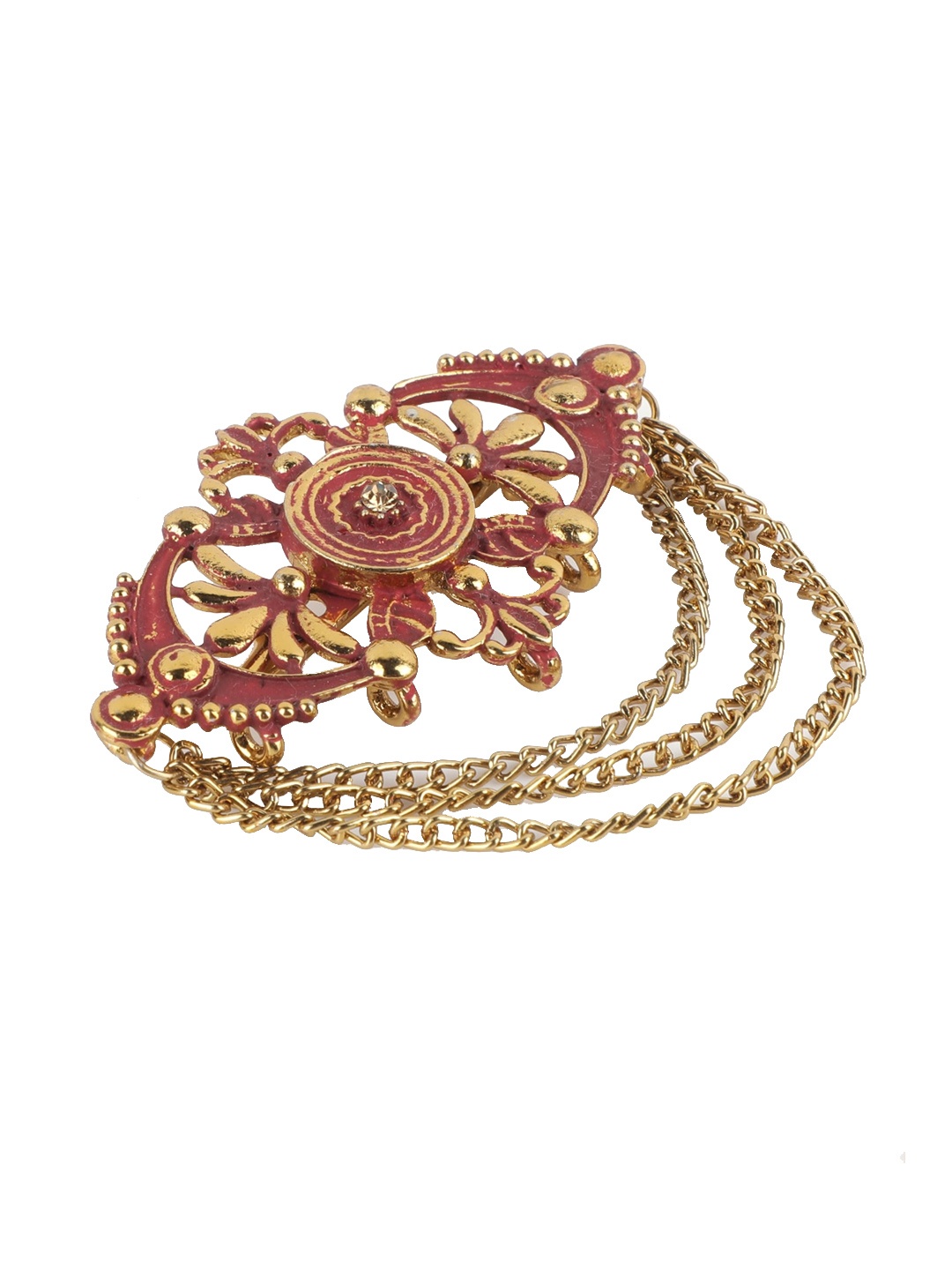 

Alvaro Castagnino Men Gold- Toned & Maroon Embellished Brooch Pin