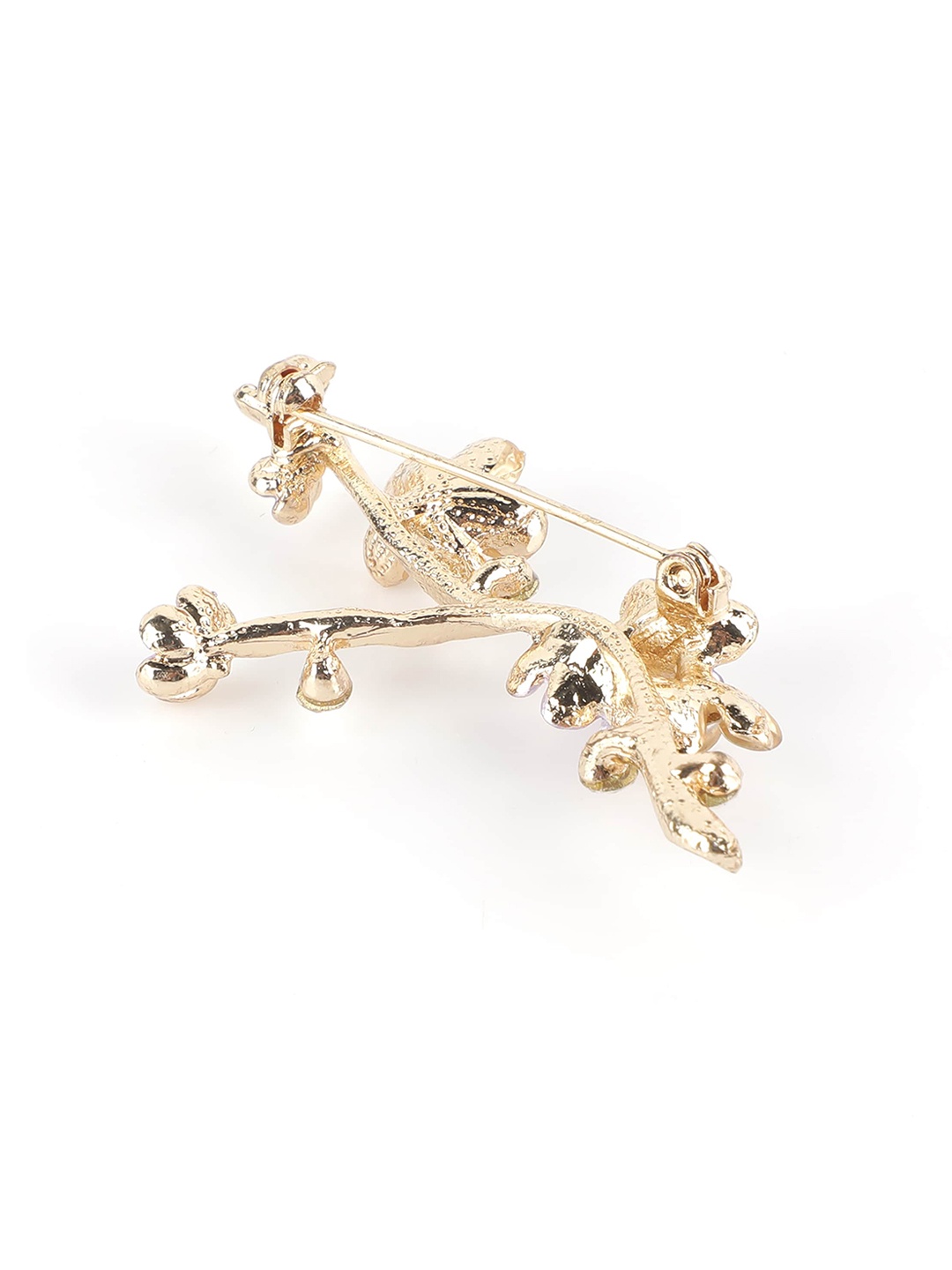 

Alvaro Castagnino Men Gold-Toned & White Stone-Studded Brooch