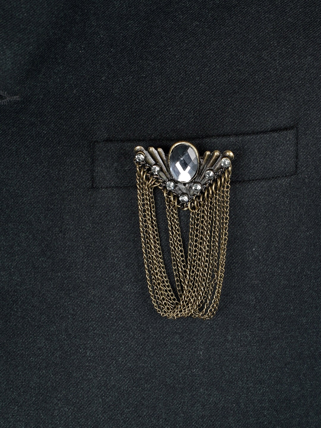 

Alvaro Castagnino Men Gold-Toned & White Stone Studded Metal Brooch