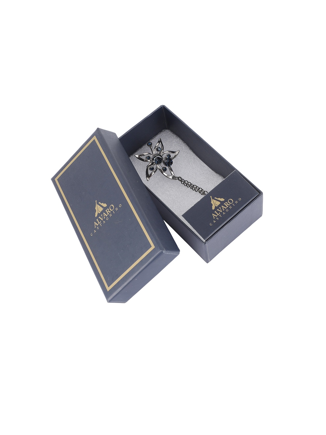 

Alvaro Castagnino Men Grey Metal Brooch, Silver