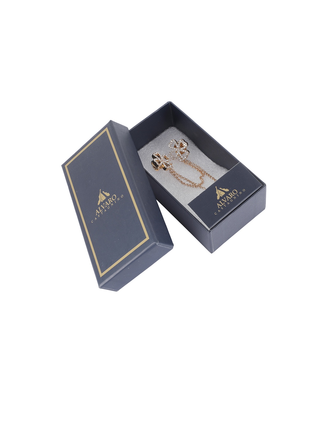 

Alvaro Castagnino Men Gold-Toned & White Stone-Studded Brooch Pin