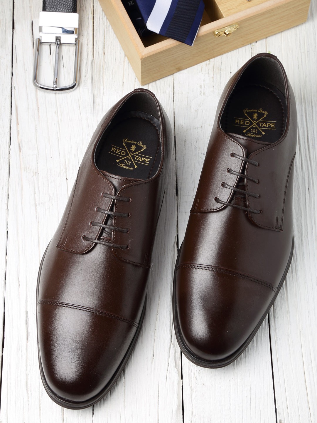 

Red Tape Men Brown Solid Formal Derbys