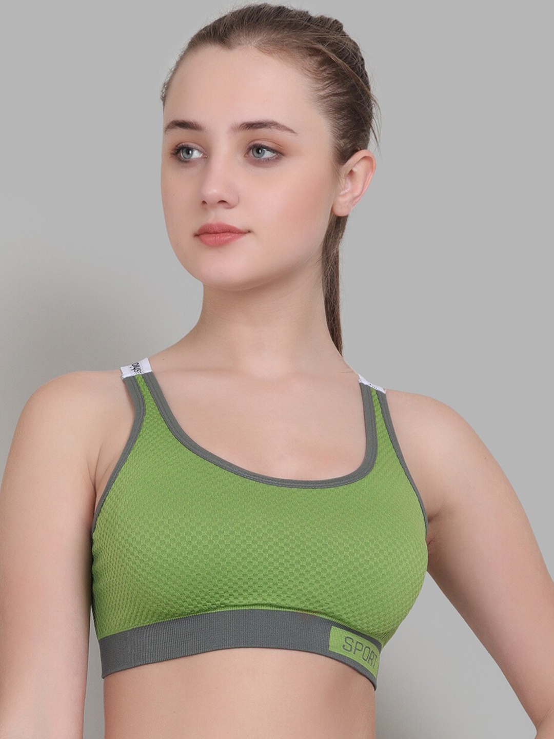 

Lebami Green & Grey Regular Sports Bra with Rapid Dry Technology