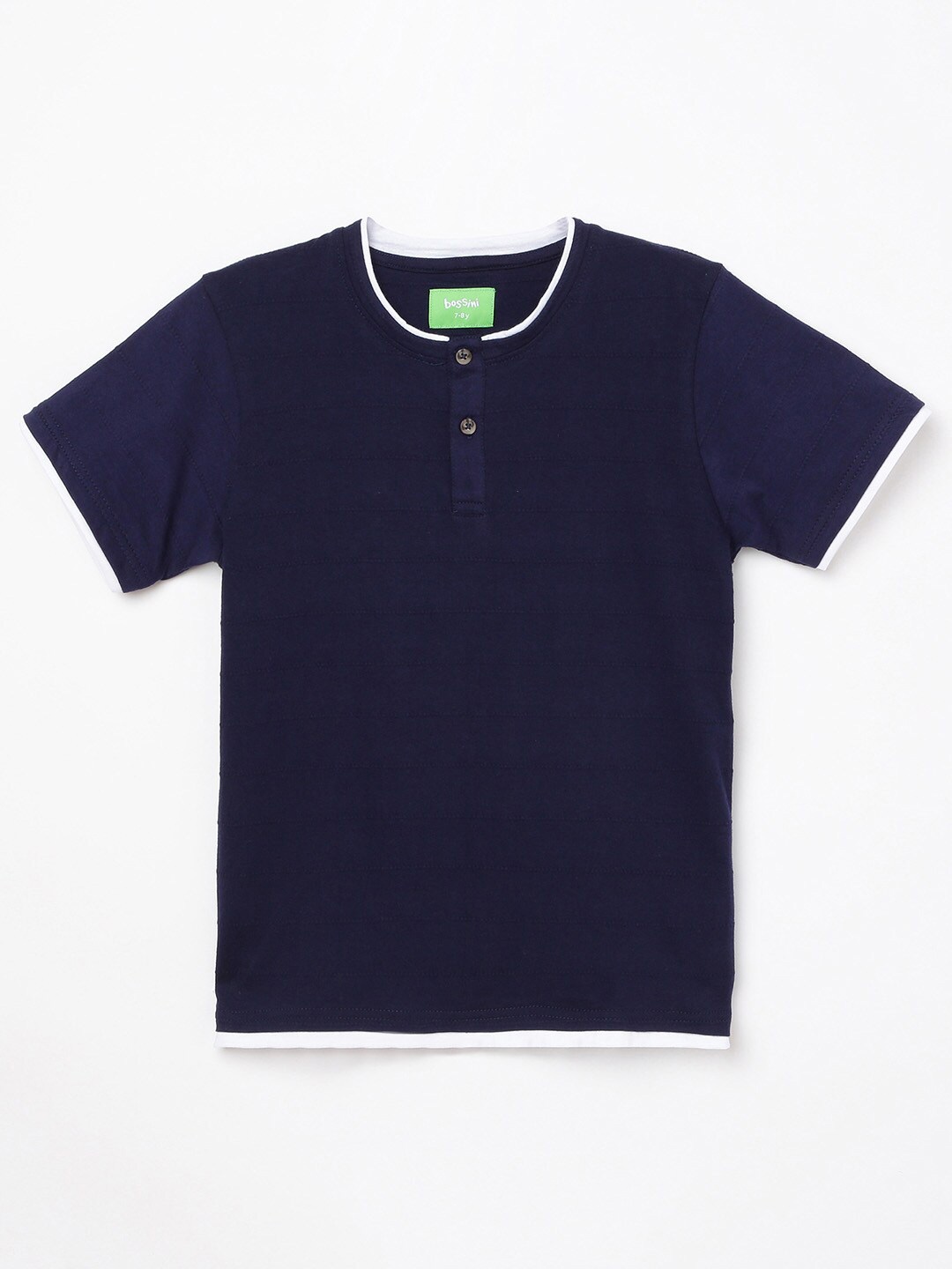 

Bossini Boys Navy Blue Henley Neck Cotton T-shirt