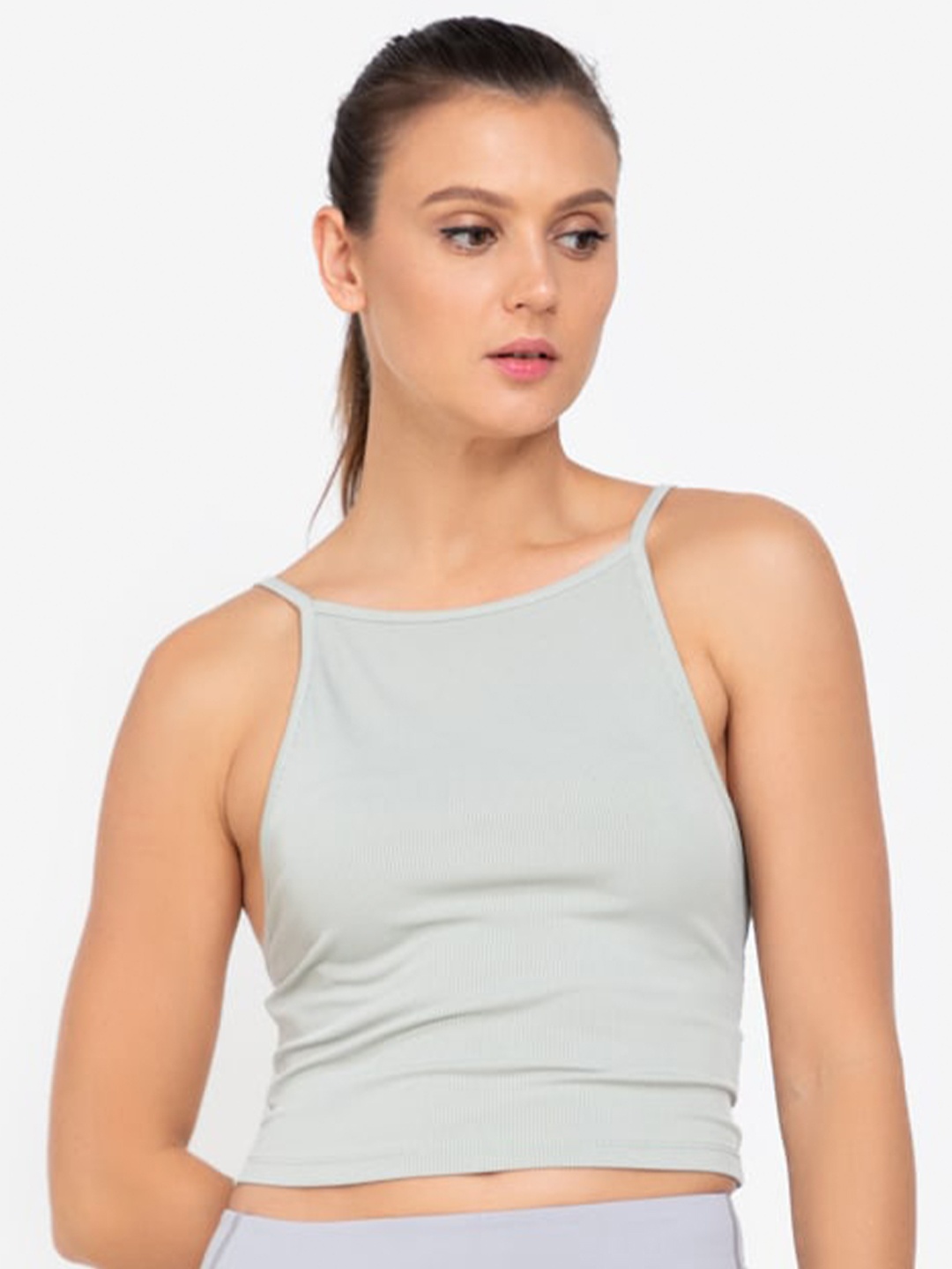 

ZALORA ACTIVE Women Green Low Back Rib Crop Tank Top