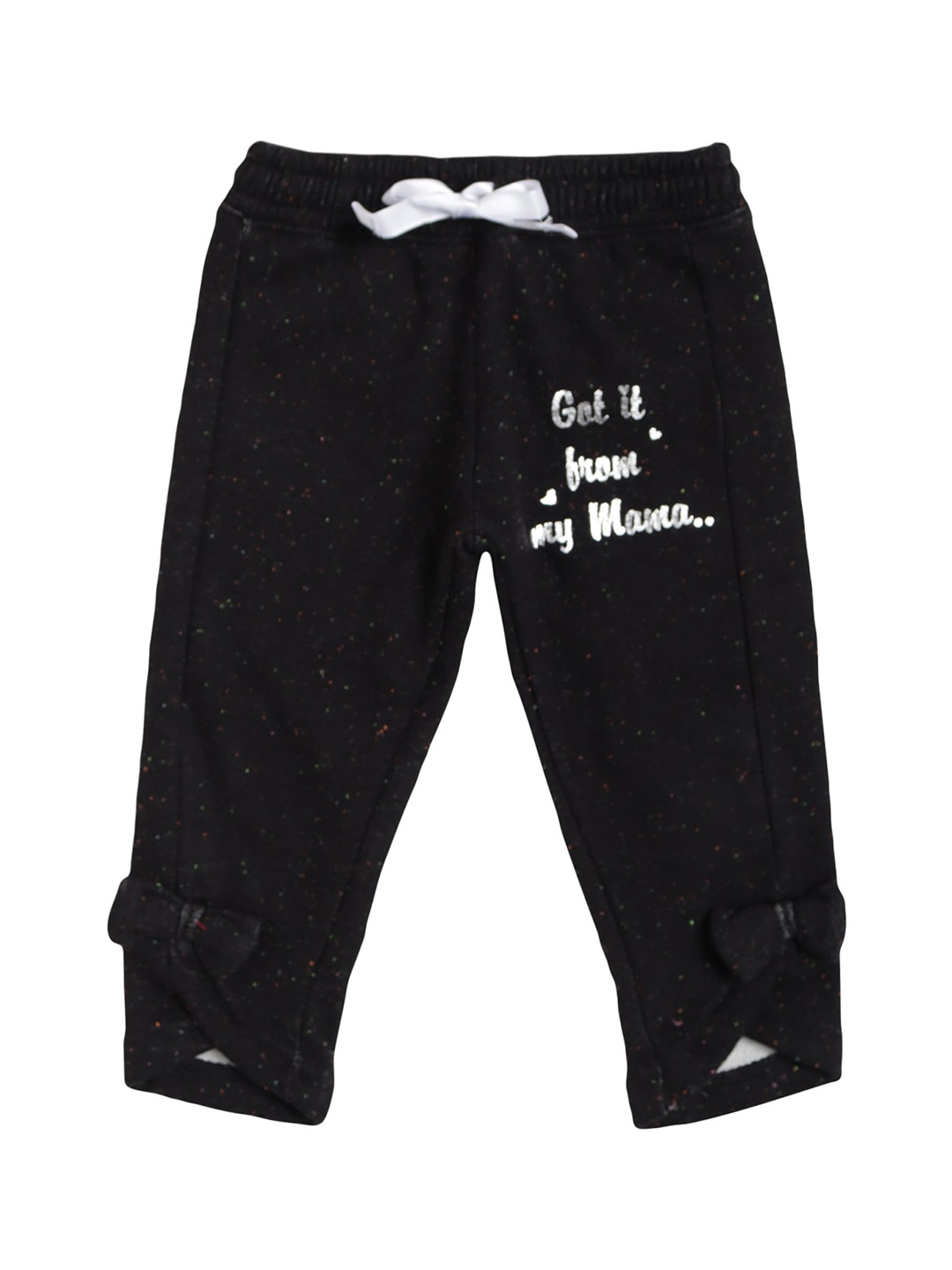 

Bodycare Kids Girls Black Printed Cotton Track Pants