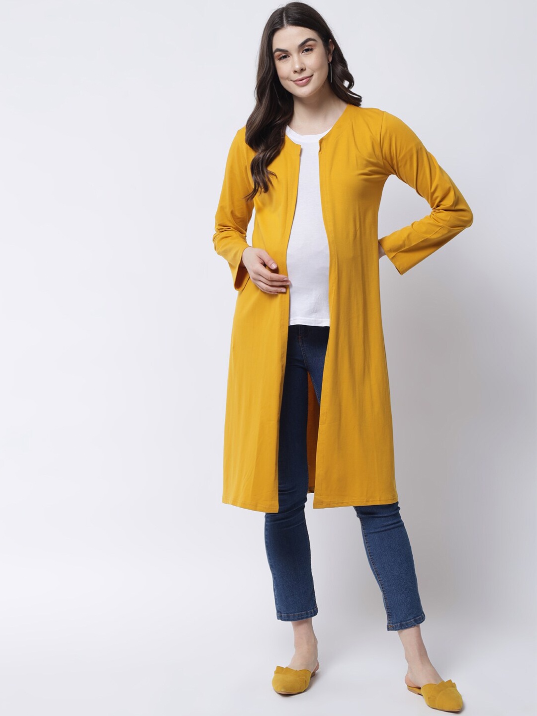 

The Vanca Women Maternity Yellow Longline Shrug