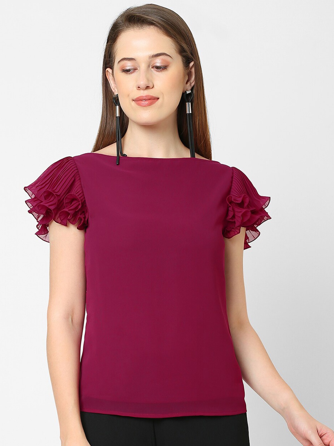 

MISH Purple Solid Georgette Top