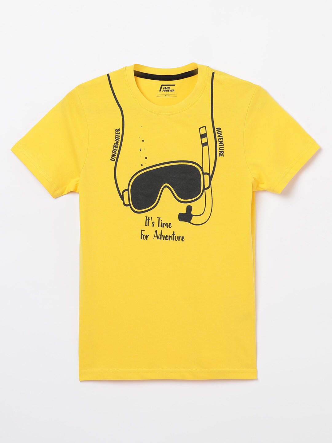 

Fame Forever by Lifestyle Boys Yellow Printed Pure Cotton T-shirt