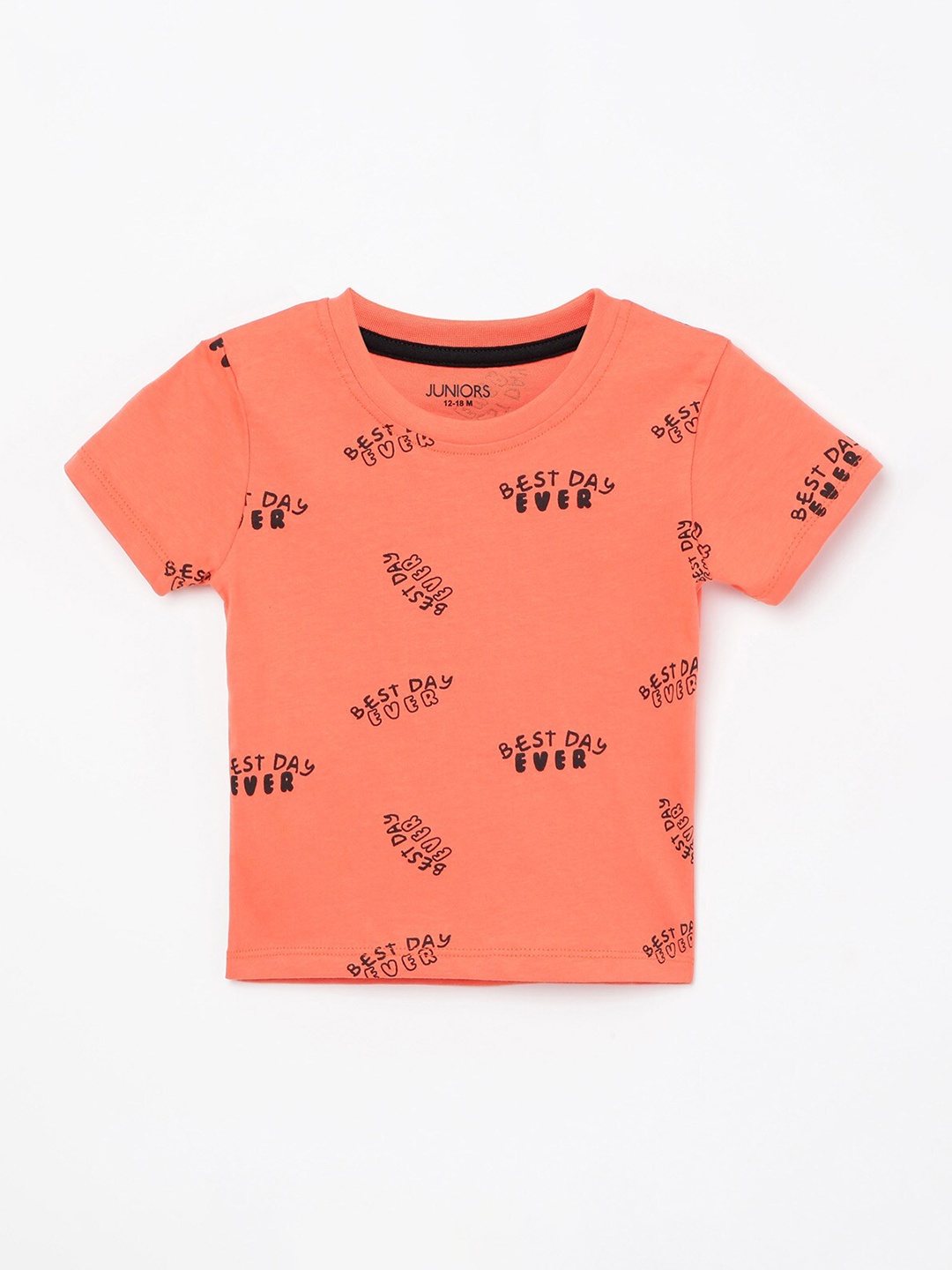 

Juniors Boys Coral Typography Printed Pure Cotton T-shirt