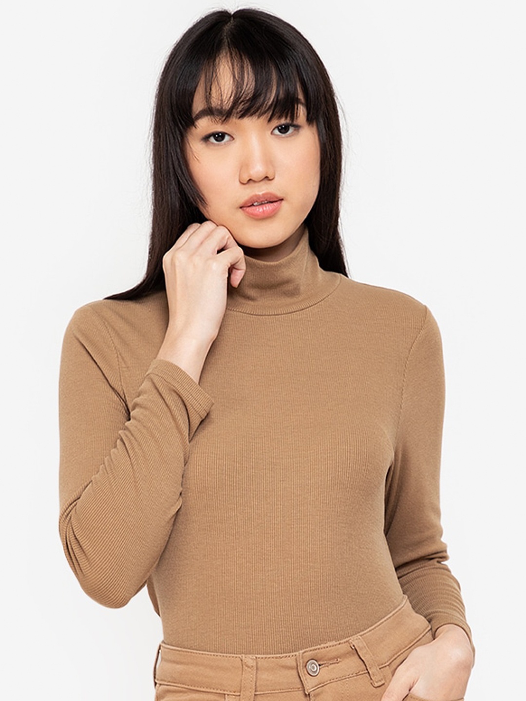 

ZALORA BASICS Brown Turtle Neck Top