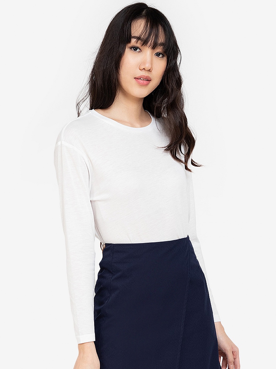 

ZALORA BASICS White Drop Shoulder Long Sleeve Top