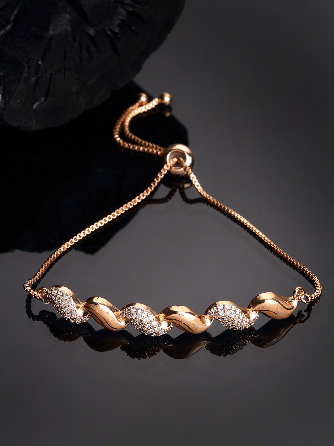 

NEUDIS Women Gold-Toned & White Oxidised Wraparound Bracelet