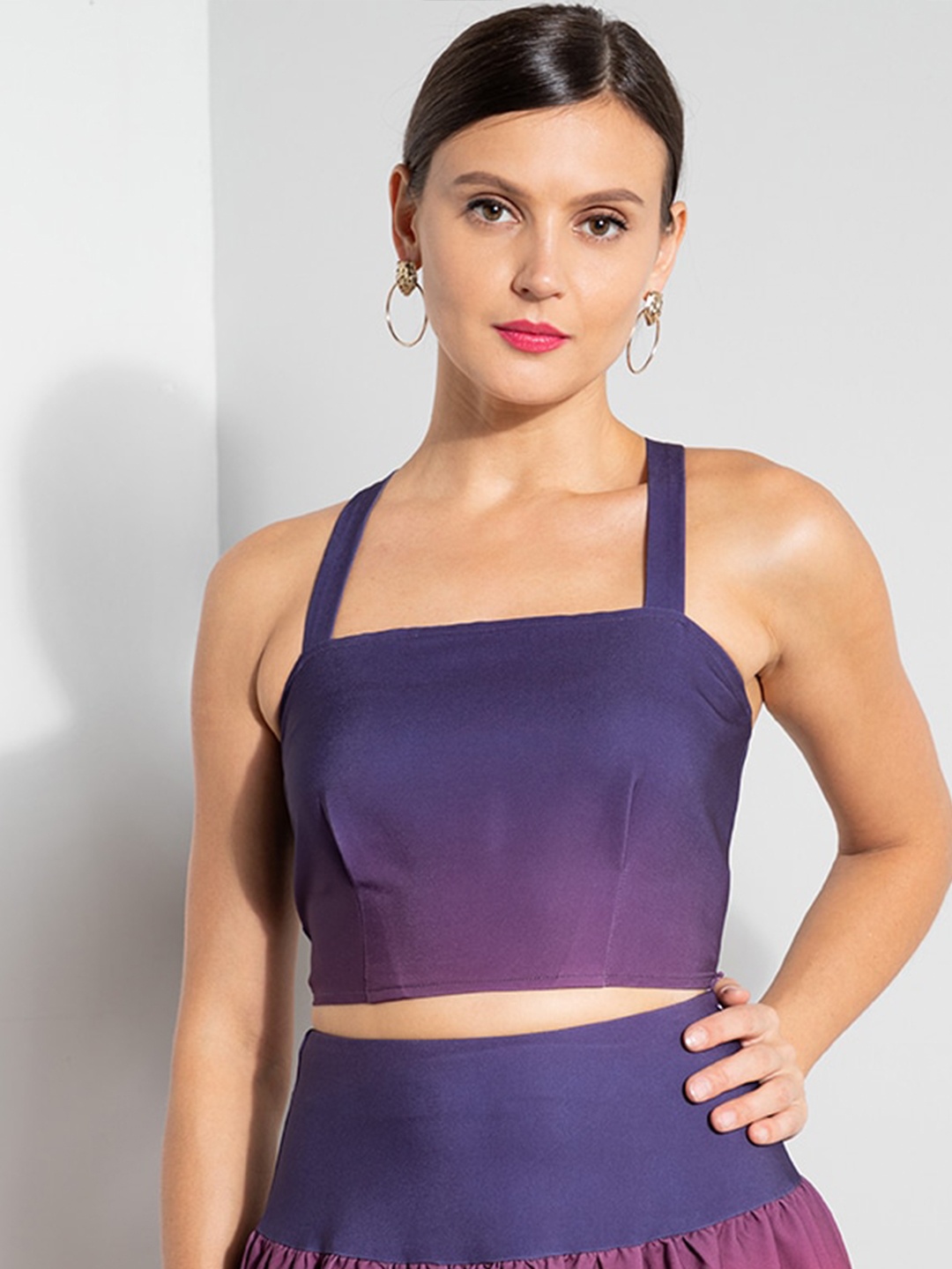 

ZALORA OCCASION Purple Solid Crop Top