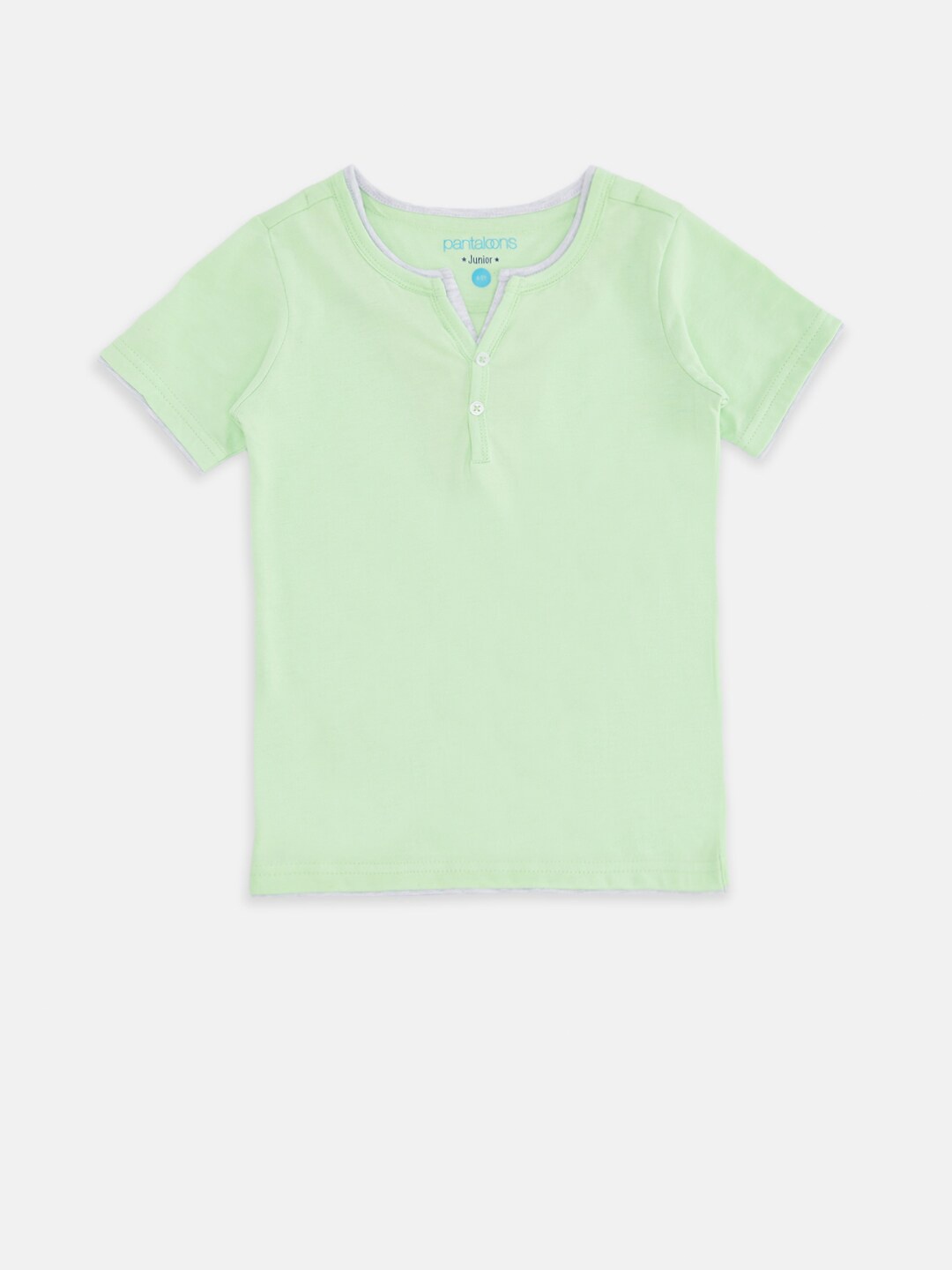 

Pantaloons Junior Boys Green Henley Neck Cotton T-shirt