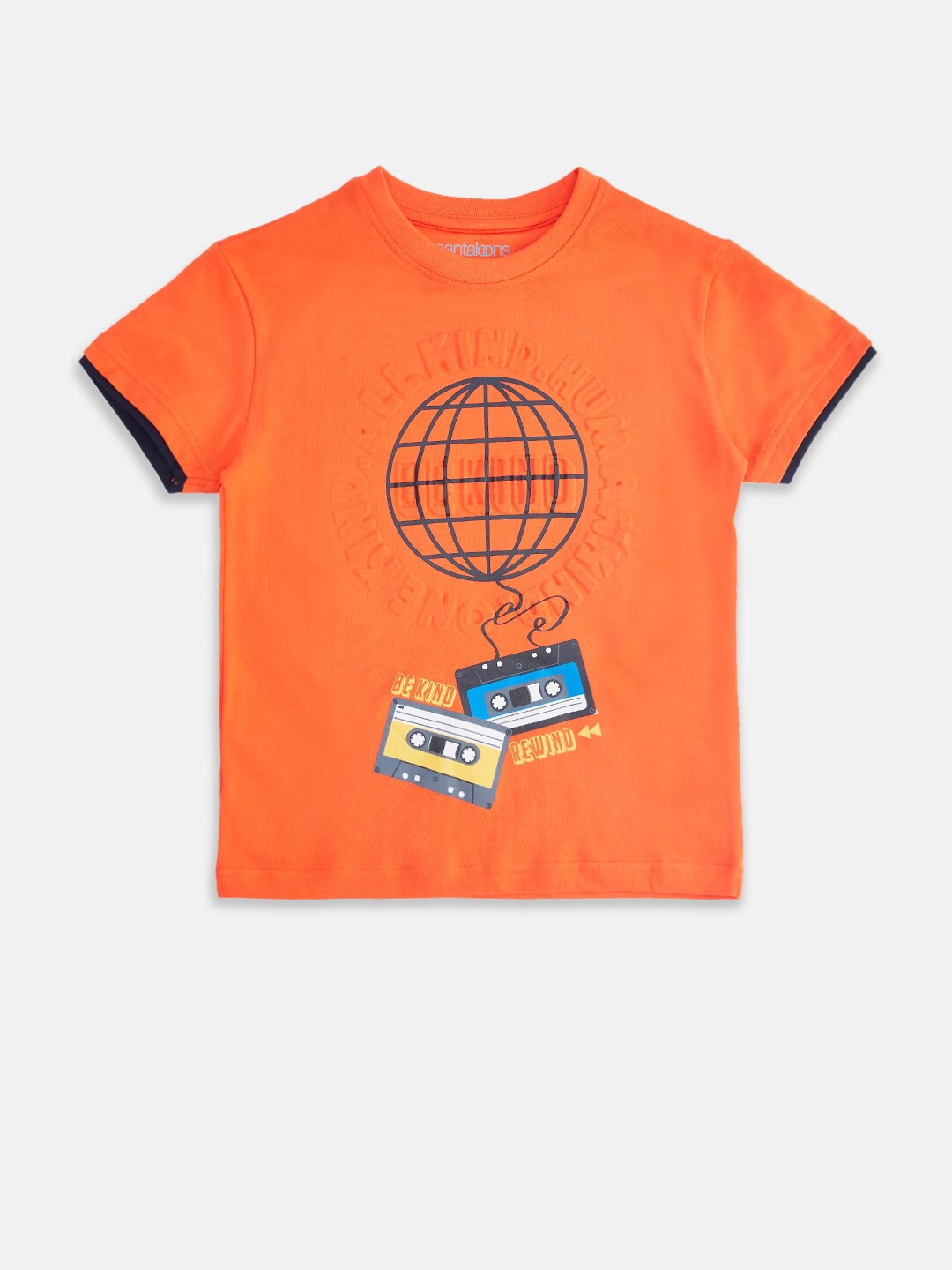 

Pantaloons Junior Boys Orange Printed Cotton T-shirt