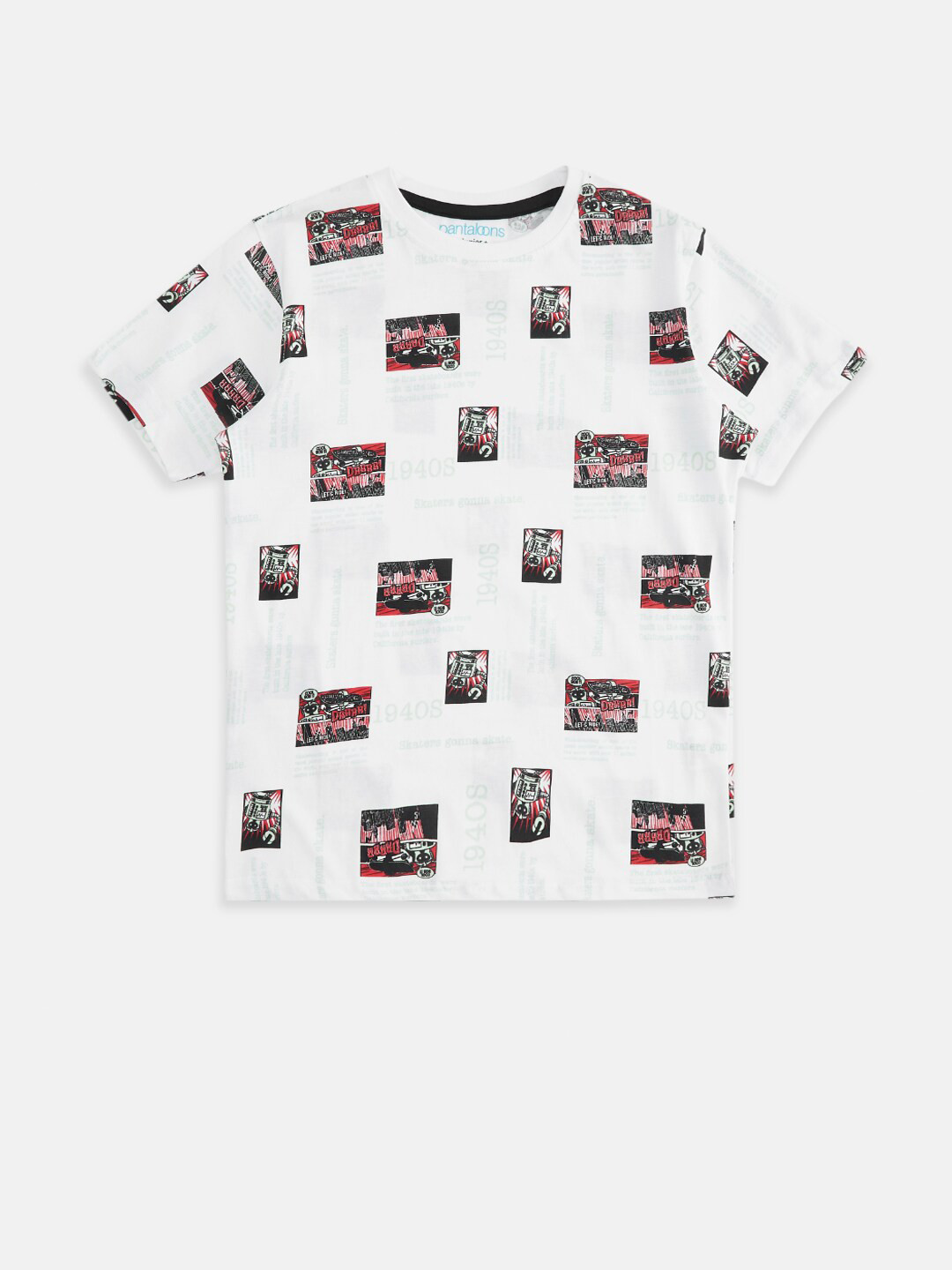 

Pantaloons Junior Boys White Printed Cotton T-shirt