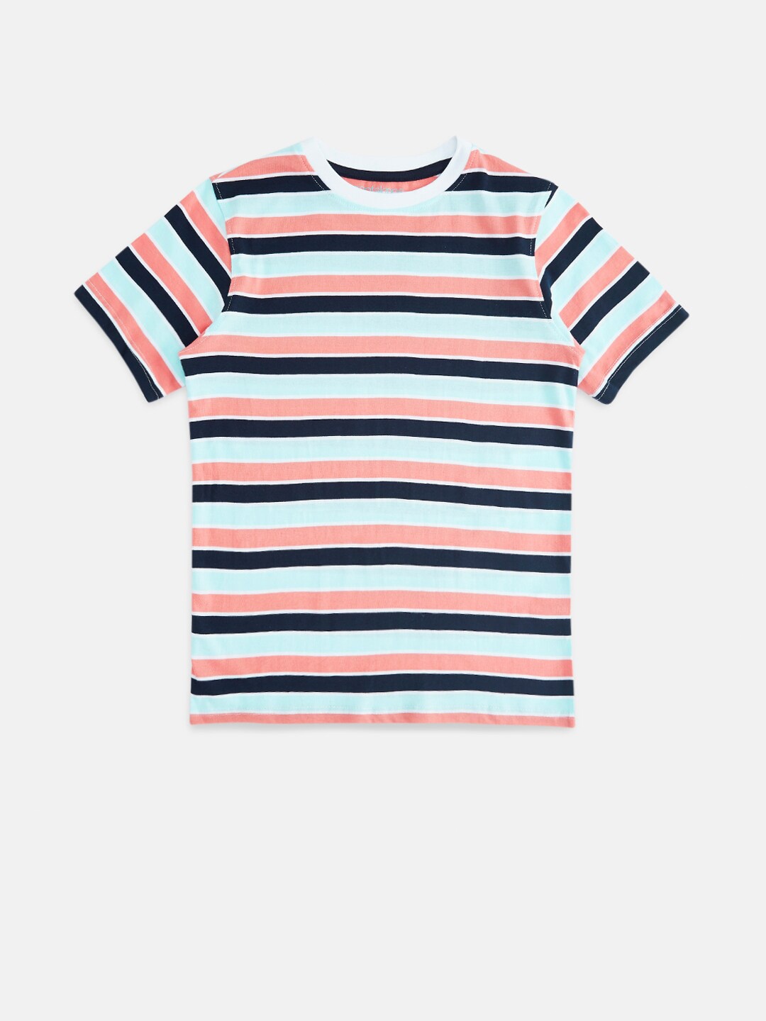

Pantaloons Junior Boys Coral & Blue Striped T-shirt