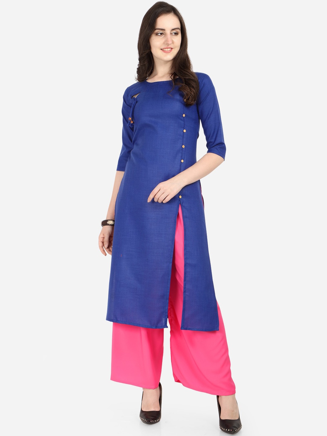 

KALINI Women Blue Multiple Slits Cotton Kurta