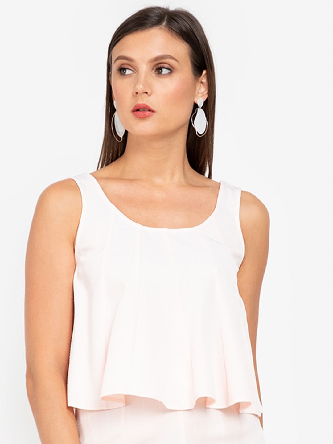 

ZALORA WORK Pink Peplum Crop Top