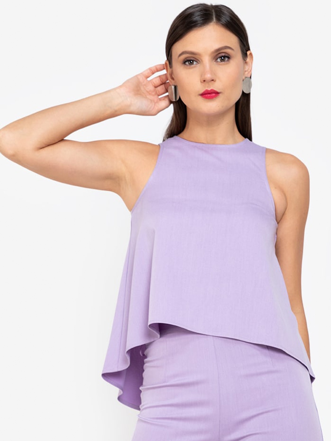 

ZALORA WORK Lavender Solid High-Low Top