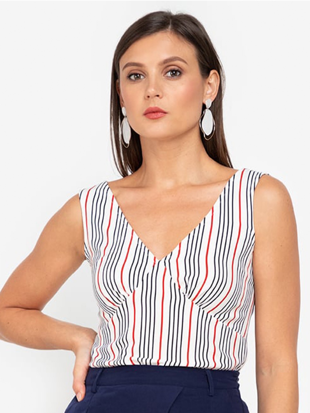

ZALORA WORK White Striped Top