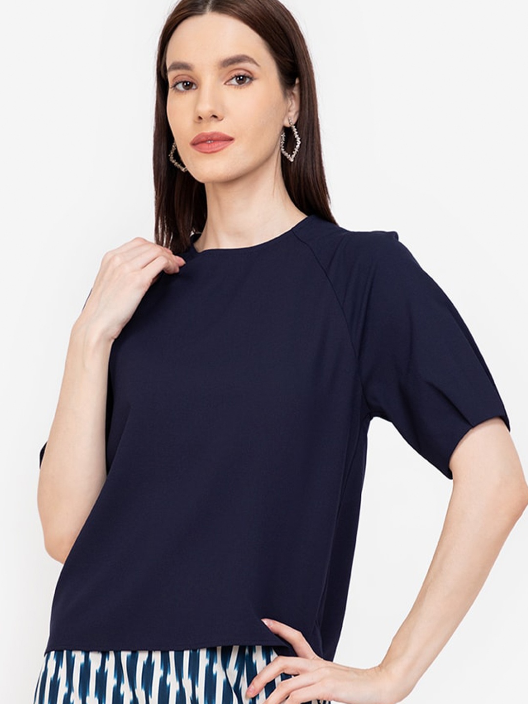 

ZALORA WORK Navy Blue Solid Top