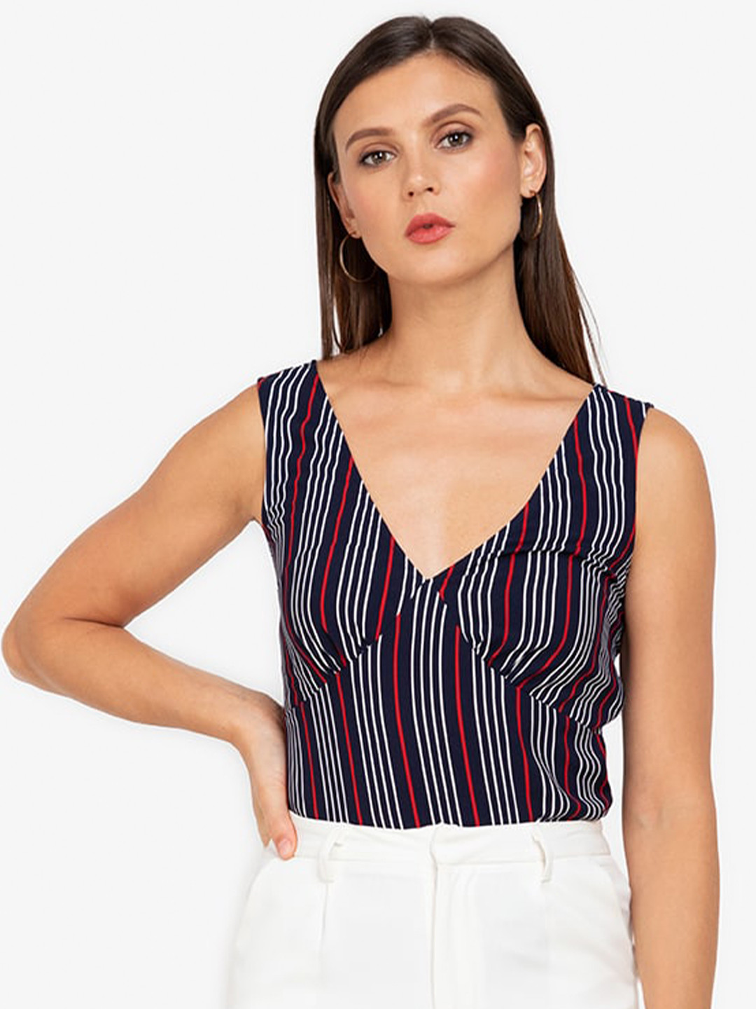 

ZALORA WORK Black & Red Striped Crop Top