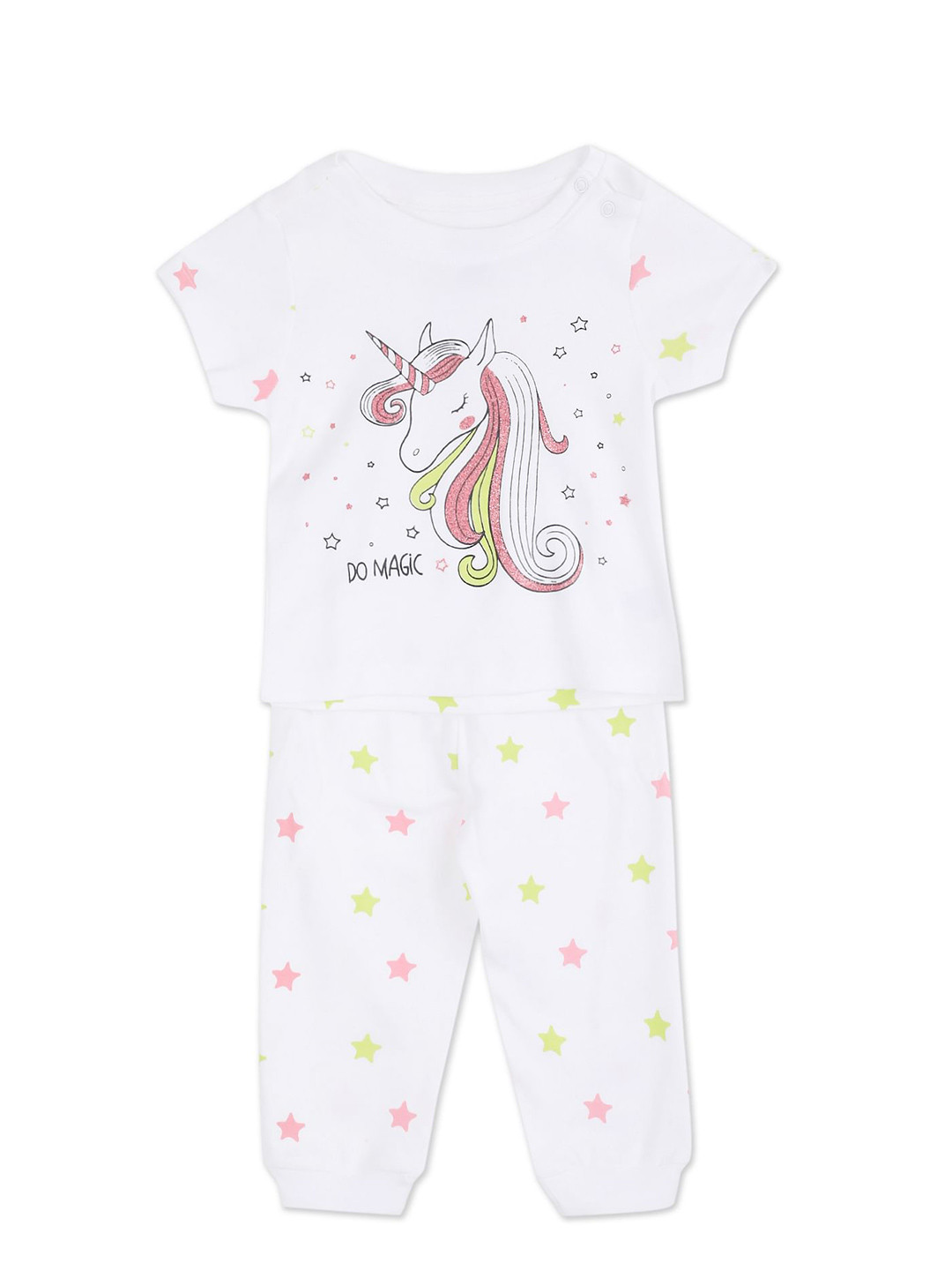 

Donuts Girls White Printed T-Shirt & Joggers