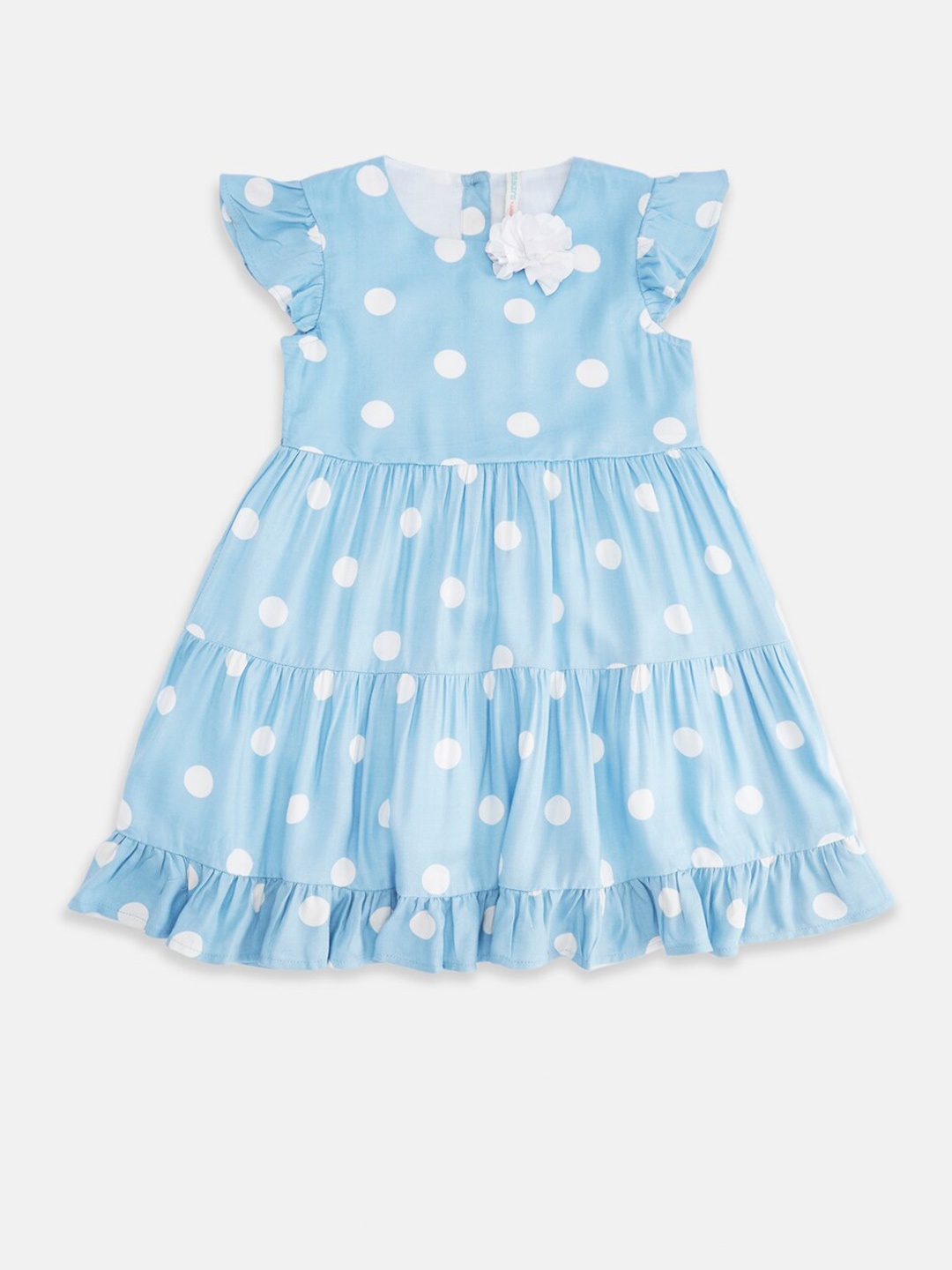 

Pantaloons Junior Blue & White Printed Pure Cotton Dress