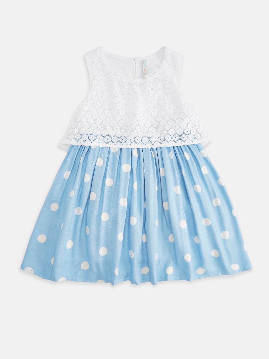 

Pantaloons Junior Girls Blue & White Printed Pure Cotton Fit & Flare Dress