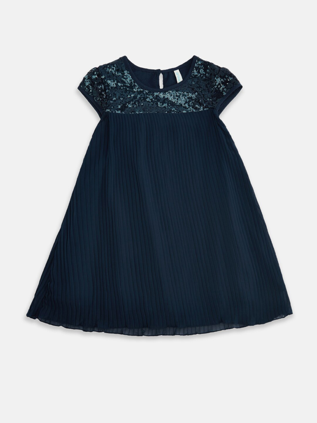 

Pantaloons Junior Girls Navy Blue Georgette Accordion Pleats A-Line Dress