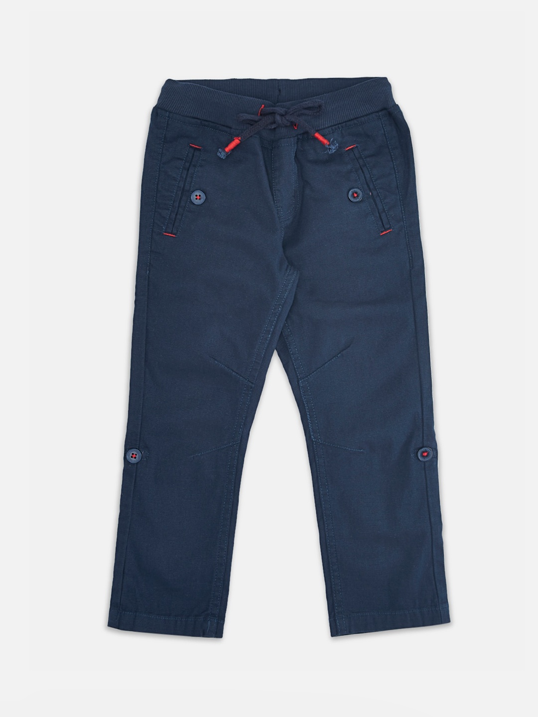 

Pantaloons Junior Boys Navy Blue Solid Cotton Trousers