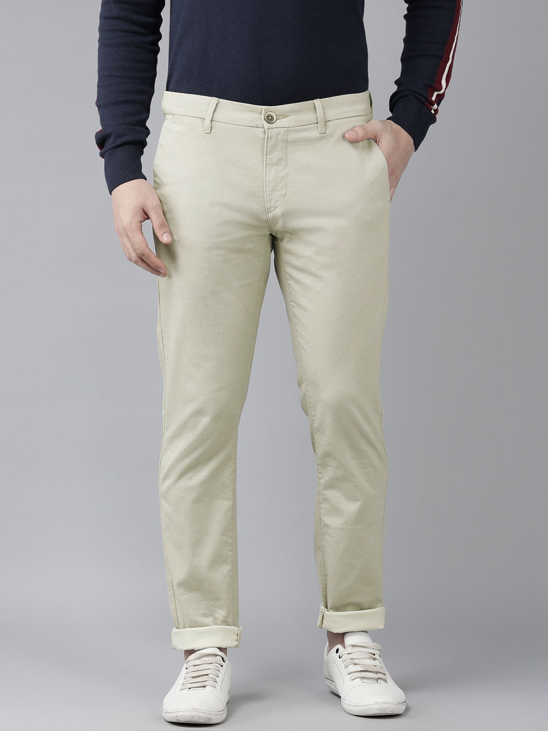 

U.S. Polo Assn. Men Beige Trim Fit Trousers