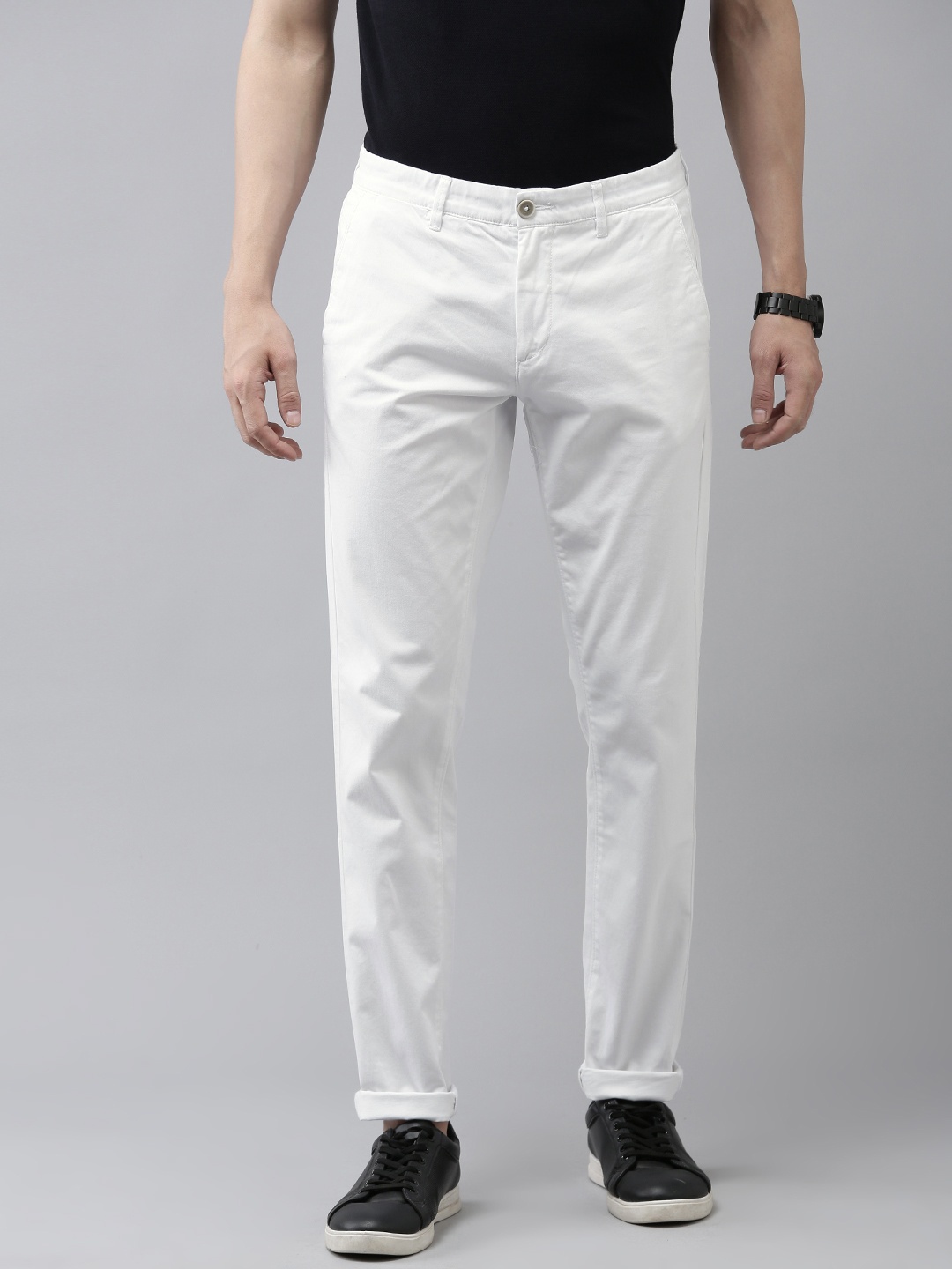

U.S. Polo Assn. Men Solid Austin Trim Fit Casual Trousers, White