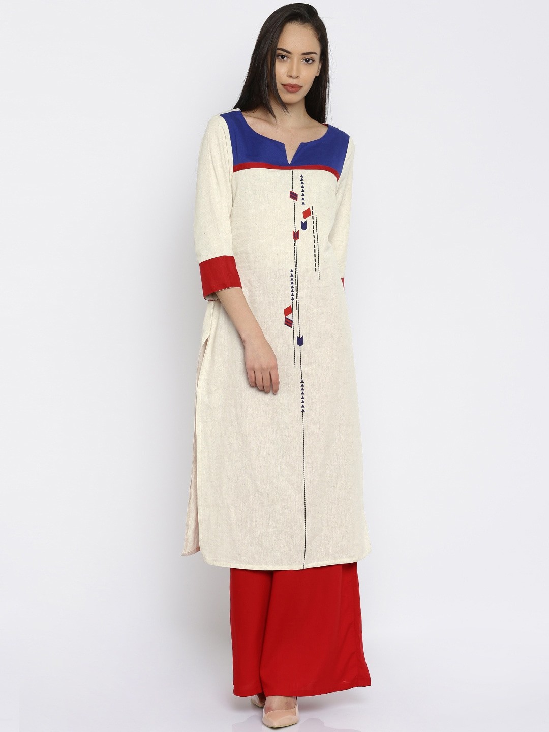 

RANGMANCH BY PANTALOONS Women Beige A-Line Kurta
