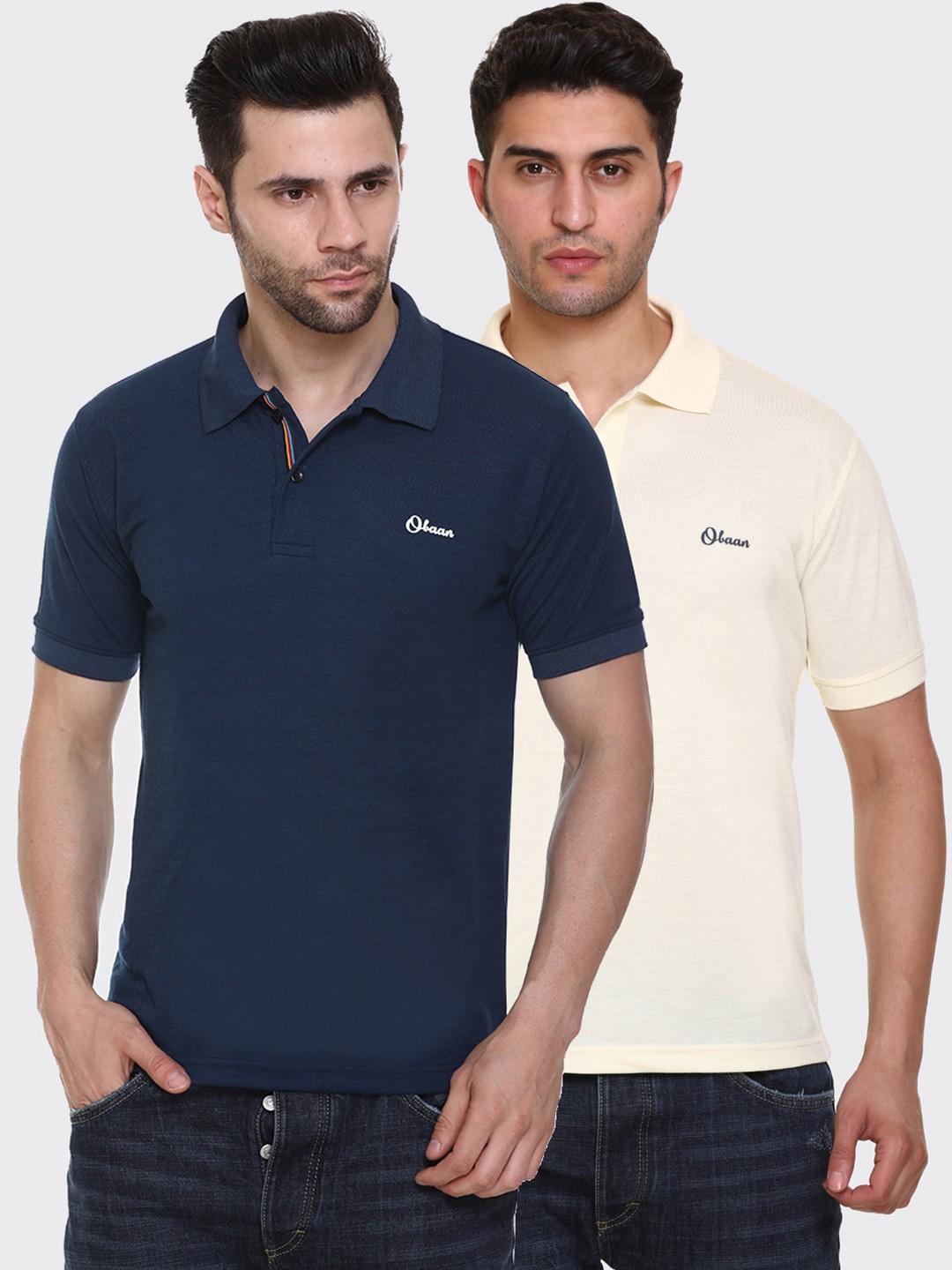 

Obaan Men Navy Pack of 2 Polo Collar T-shirts, Navy blue