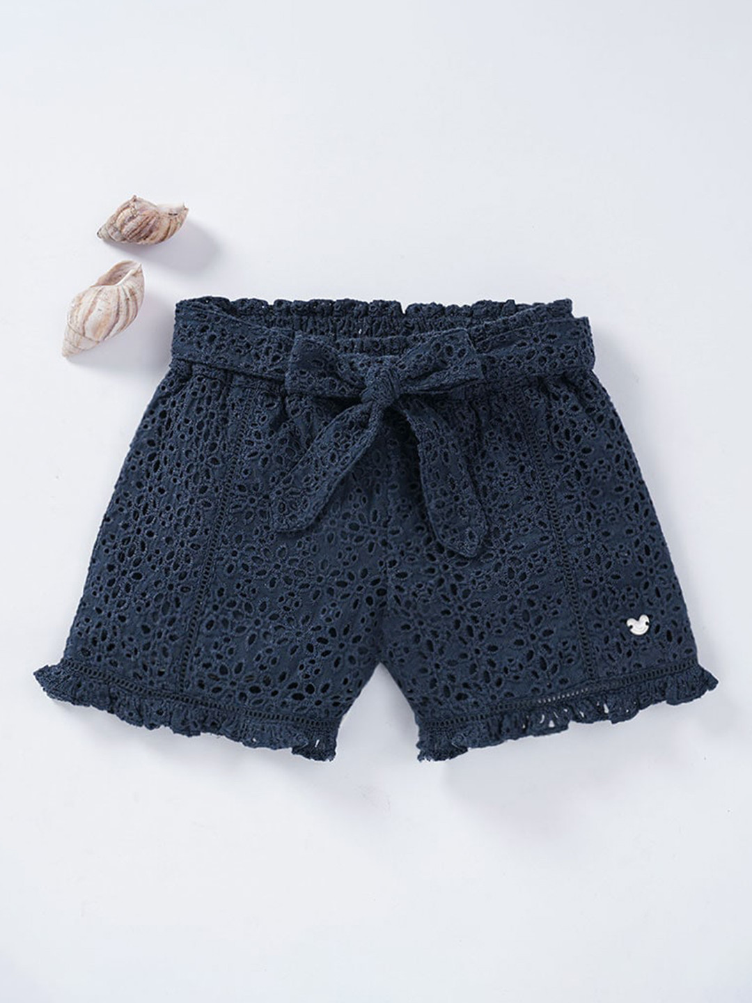 

Ed-a-Mamma Girls Navy Blue Schiffli Hot Pants Shorts