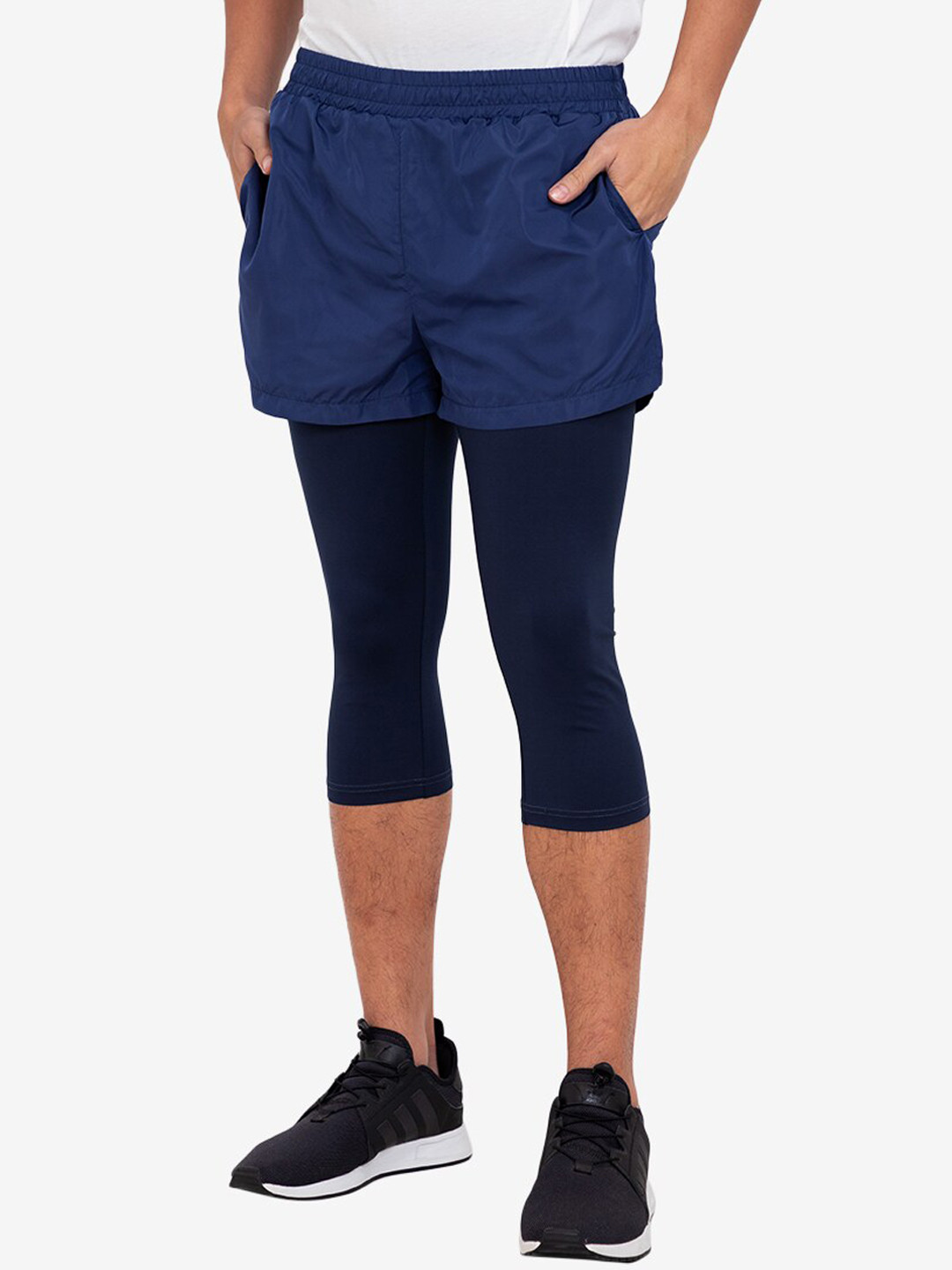 

ZALORA ACTIVE Men Navy Blue 2-In-1 Sports Shorts