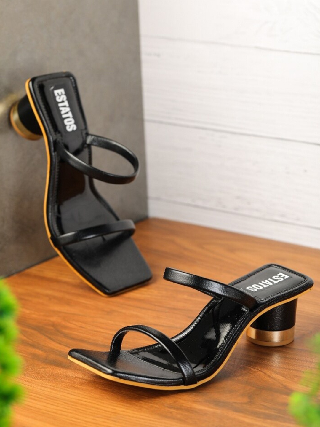 

ESTATOS Black Party Block Heels