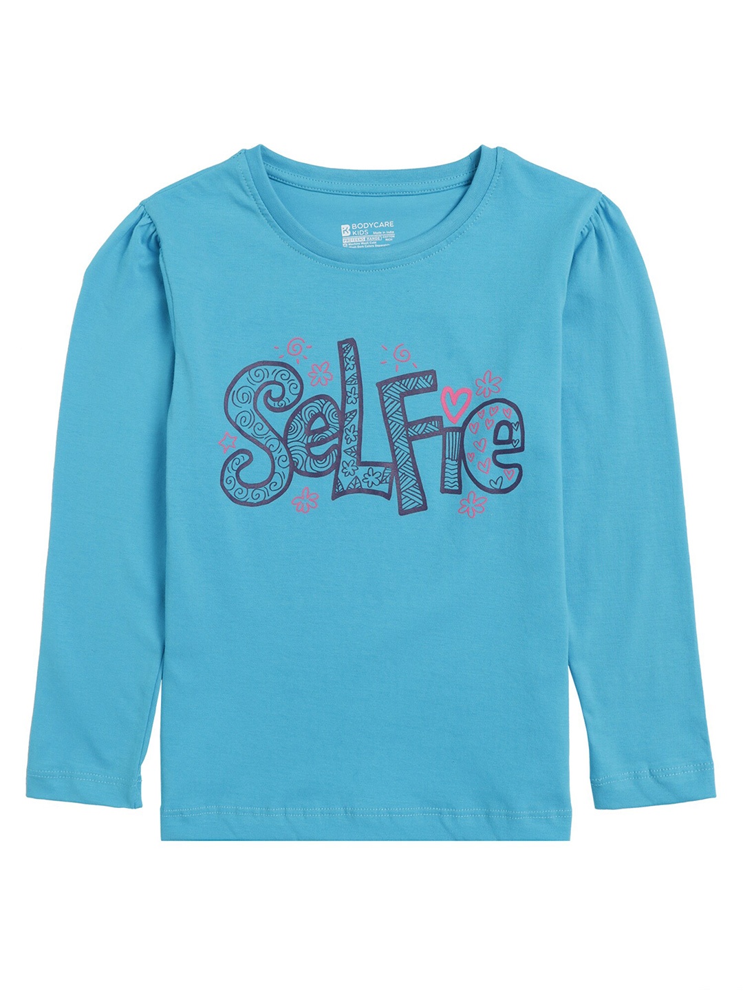 PROTEENS Girls Turquoise Blue Typography Printed Cotton T-shirt