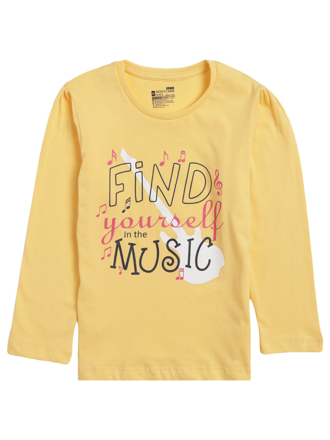 

PROTEENS Girls Yellow & White Printed Cotton Round Neck T-shirt