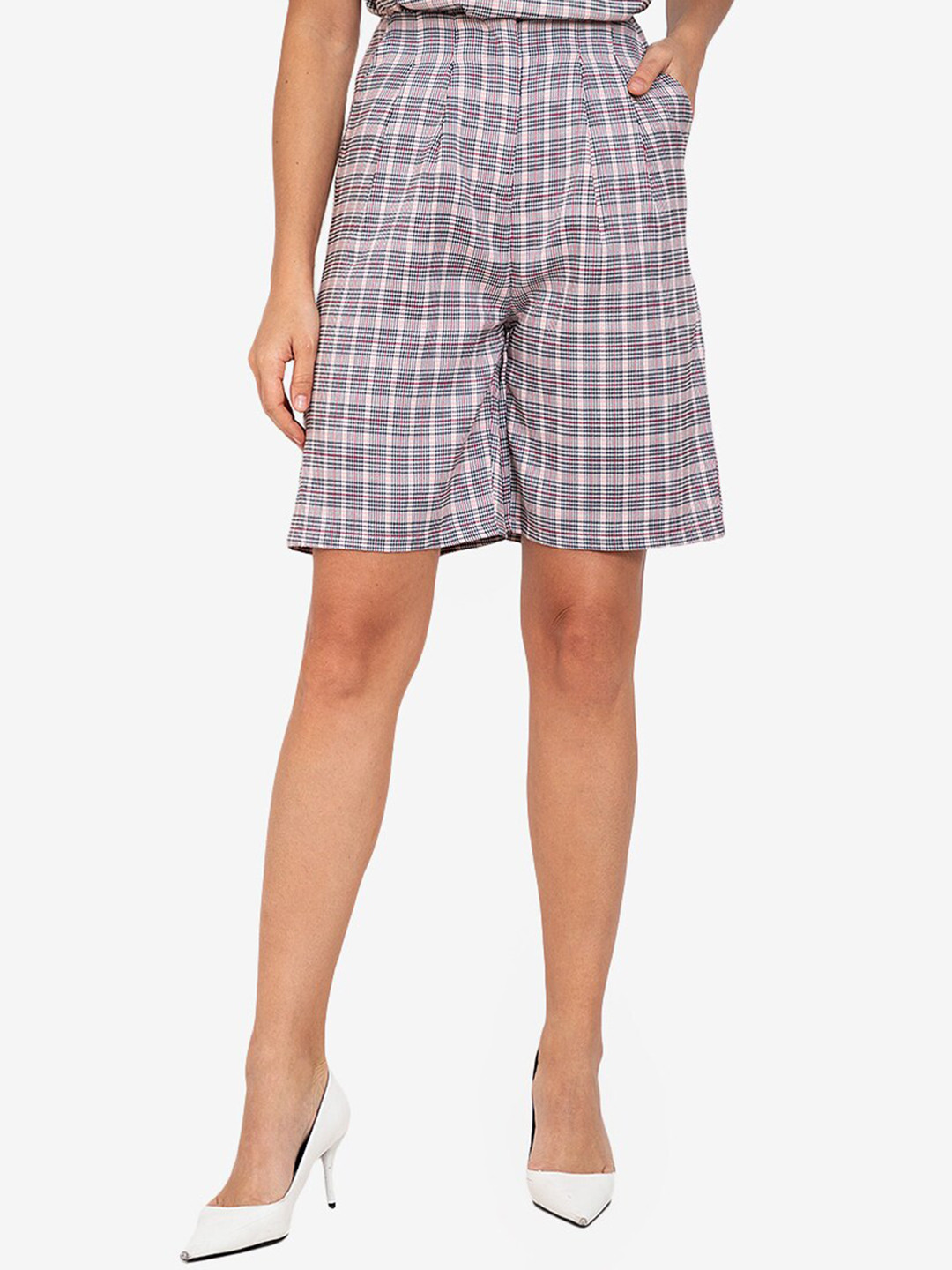 

ZALORA WORK Women Multicoloured Striped Shorts, Multi