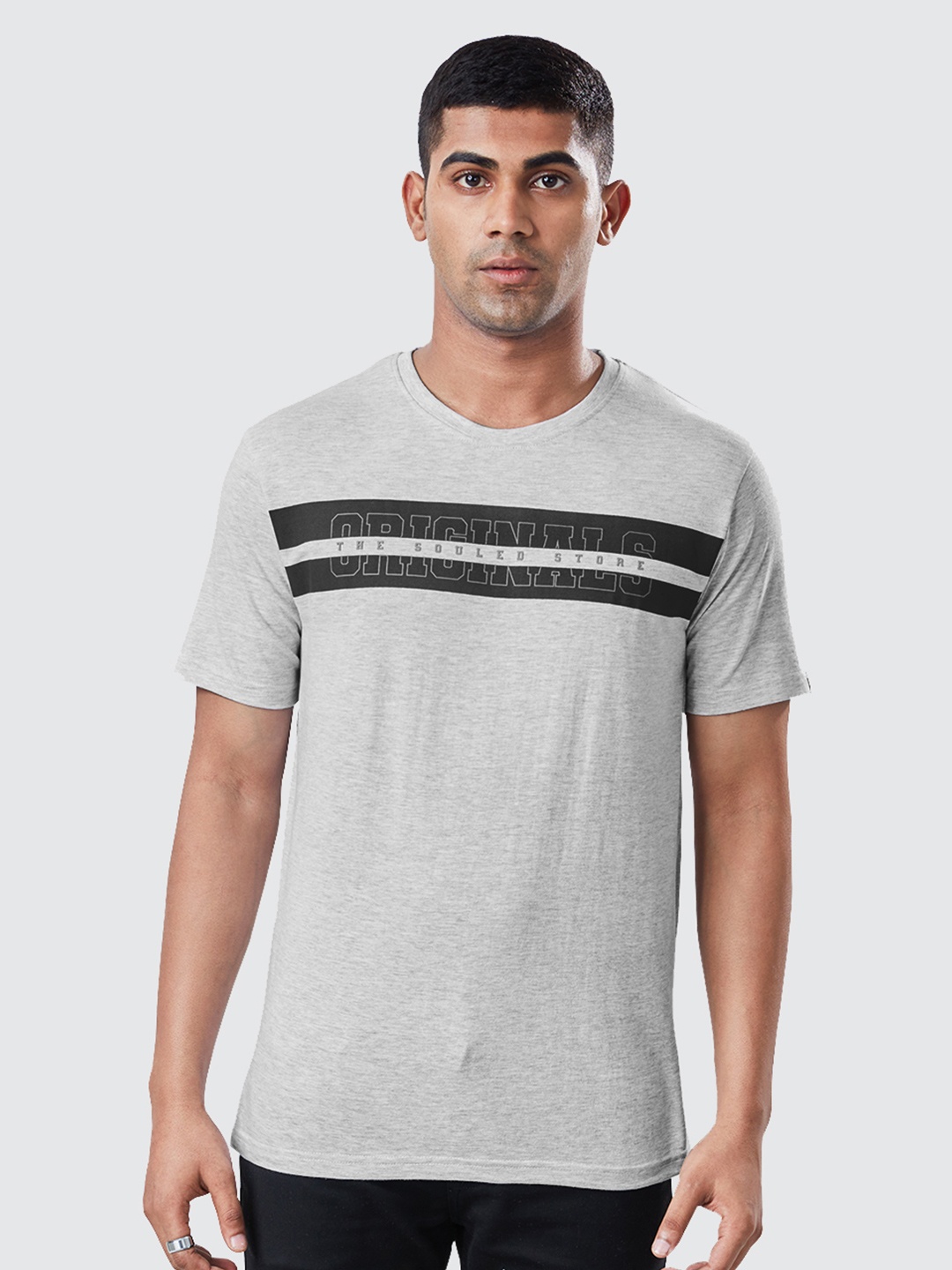 

The Souled Store Men Grey Typography Printed T-shirt