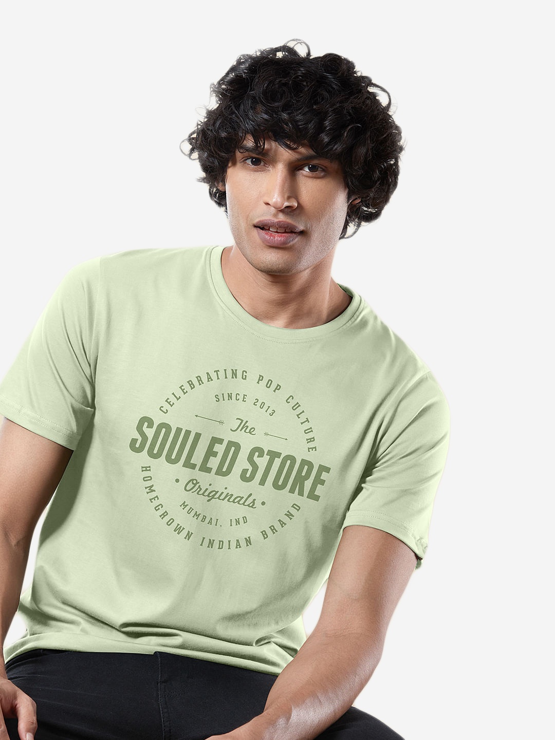 

The Souled Store Men Green Printed Cotton T-shirt