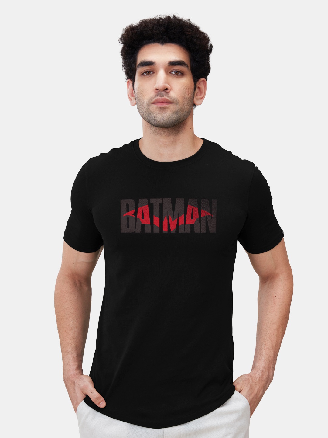 

The Souled Store Men Black Batman Printed Cotton T-shirt