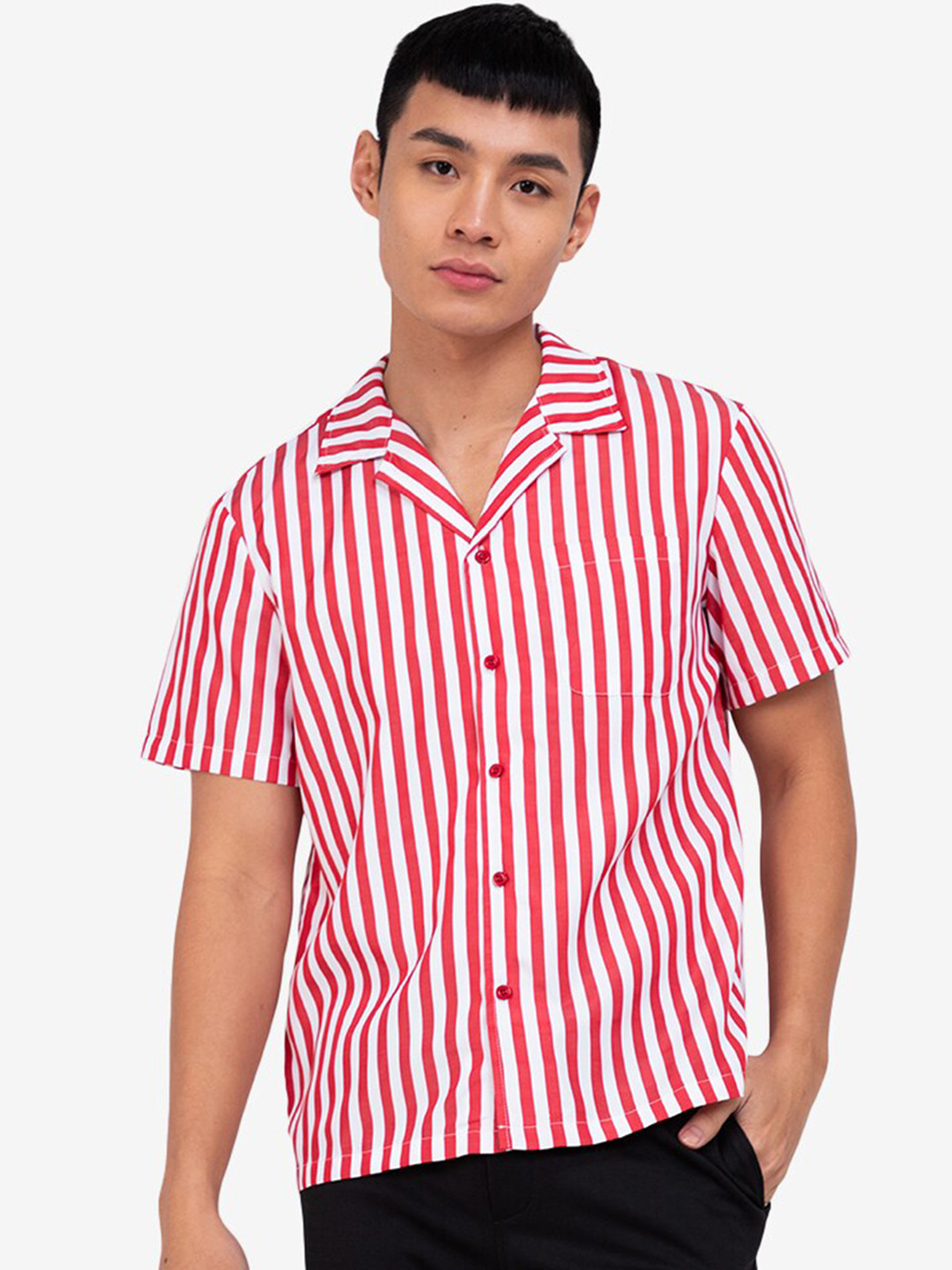 

ZALORA BASICS Men White Multi Stripes Striped Casual Shirt