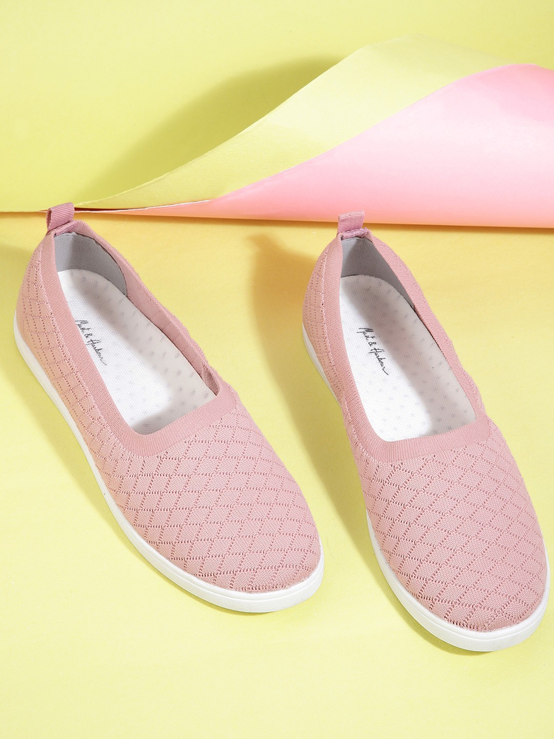

Mast & Harbour Women Pink Woven Design Slip-On Sneakers